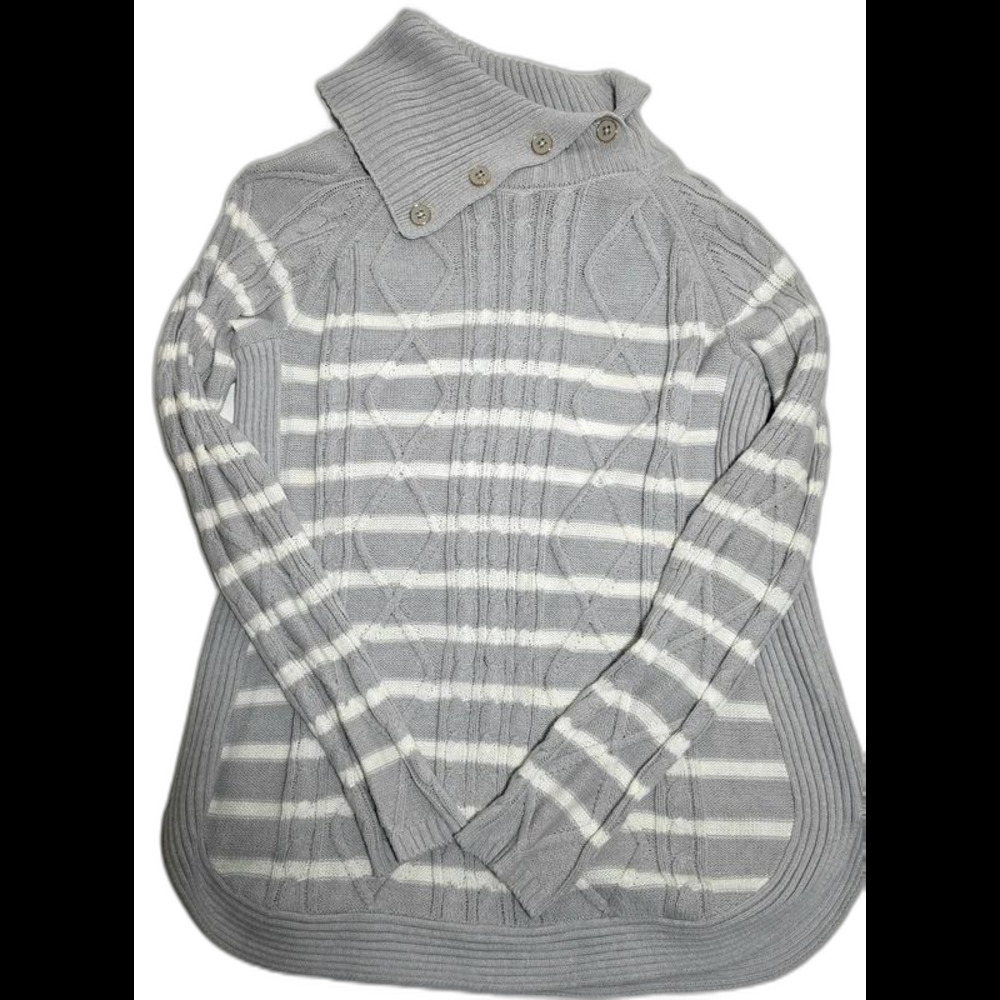 Mixed cableknit ribbed women's sweater L